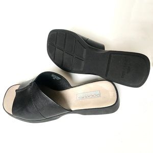 Dockers Black Leather Slide Sandals